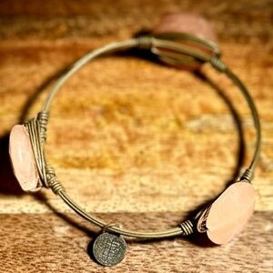 Bourbon and Bowties Bangle Bracelet, Pink stone